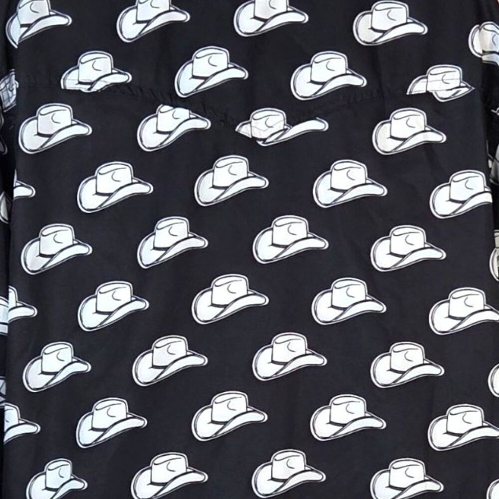 The American West 3XL Cowboy Hat Print Button-Up Shirt - Picture 5 of 7